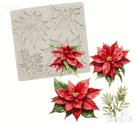 Различни Коледна звезда силиконов молд форма фондан декор украса, снимка 2 - Форми - 52298855