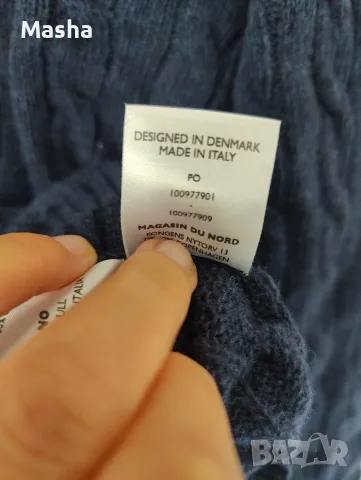 Тъмносин вълнен пуловер Magasin du Nord (Размер M) – 100% Lambswool / Made in Italy, снимка 5 - Блузи с дълъг ръкав и пуловери - 56178529