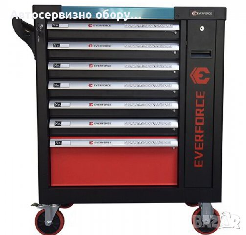 Нов Професионален Шкаф с инструменти EVERFORCE със 7 чекмеджета и отделение за закачане на инструмен