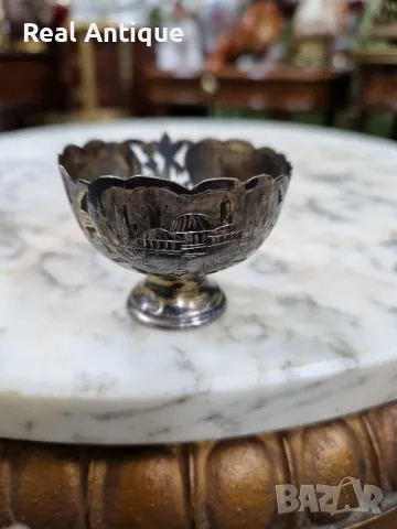 Чифт страхотни антикварни колекционерски сребърни зарфове , снимка 5 - Антикварни и старинни предмети - 50154118