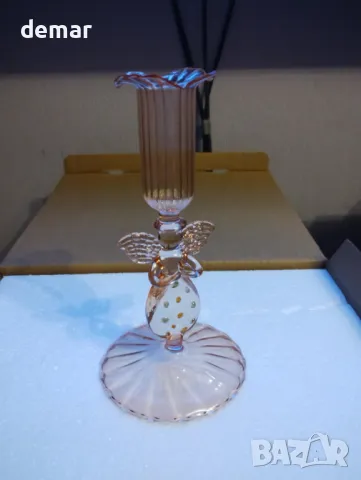 Безпламъчна конична свещ SuJolly с винтидж стъклена поставка, 2 броя, розово злато, снимка 8 - Декорация за дома - 50357718