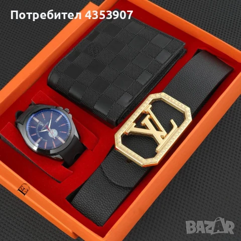 Louis Vuitton мъжки сет с колан, снимка 10 - Колани - 50493270