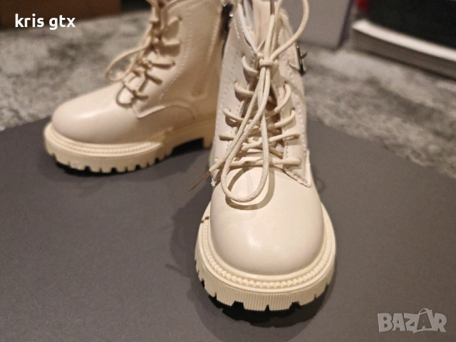 Нови детски боти 27 номер – бежови еко кожа, цип, снимка 3 - Детски боти и ботуши - 53484673