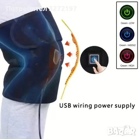 USB Инфрачервен нагревателен наколенник,3 степени на загряване, снимка 2 - Масажори - 48099006