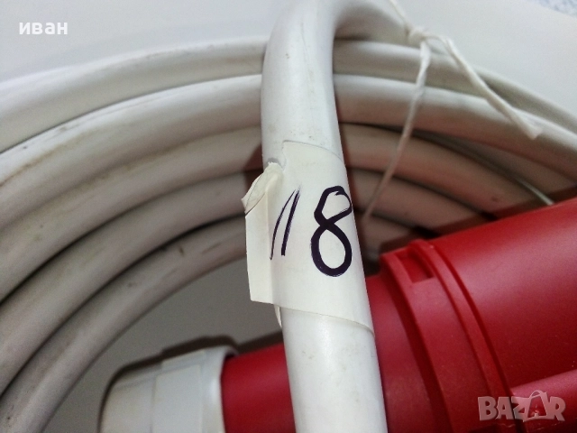 Трифазен удължител 18м. с кабел ШВПС 5х4мм. щепсел и подвижен контакт 16А, снимка 9 - Други машини и части - 52551307