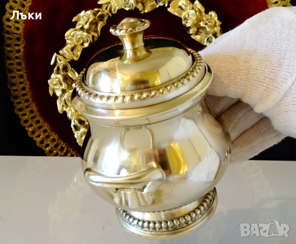 Бронзова захарница,Луи XVI,перлен релеф. , снимка 3 - Антикварни и старинни предмети - 52265658