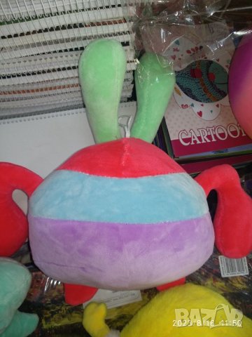 Героите от Спондж Боб Квадратни гащи- Сепия, Планктон , Охлюва Гари , Господин Рак, Патрик, снимка 9 - Плюшени играчки - 41882218