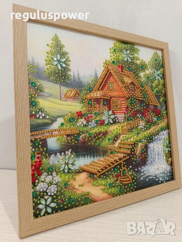 Диамантен гоблен 25 х 25 см готов изработен в дървена рамка , снимка 2 - Гоблени - 53668853