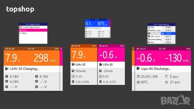 Чисто ново двуканално интелигентно зарядно устройство ISDT D2 Mark 2  , снимка 5 - Друга електроника - 55729607