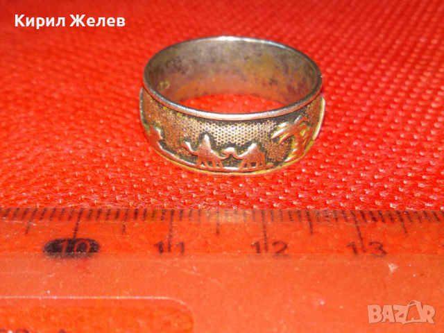 ЕГИПЕТСКИ СРЕБЪРЕН ПРЪСТЕН ХАЛКА ЛАКИРАНО СРЕБРО 925 с ПИРАМИДИ КАМИЛИ ПАЛМИ МНОГО ЖИВОПИСЕН 43787, снимка 10 - Пръстени - 44613330