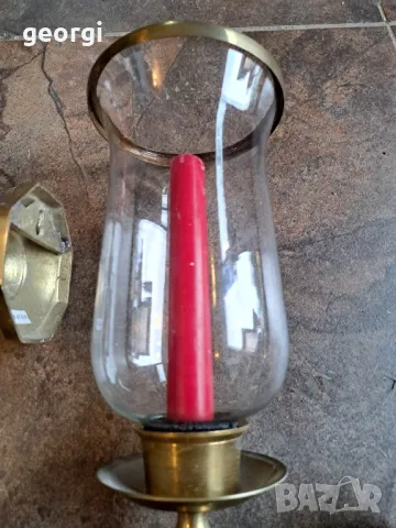 два масивни бронзови свещника за стена 7/2, снимка 4 - Декорация за дома - 49778938