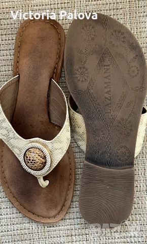 Красиви чехли/сандали LAZAMANI  Италия естествена кожа, снимка 11 - Сандали - 50508290