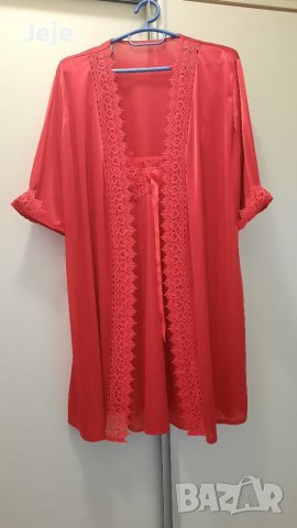 Дамски сатенена нощница с халат , снимка 4 - Пижами - 41524730