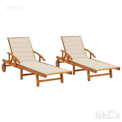 vidaXL Шезлонги, 2 бр, с възглавници（SKU:3077332）