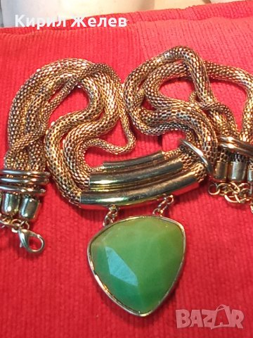 ЗЕЛЕН АХАТ ПОЗЛАТЕН МЕДАЛЬОН ФАСЕТ БРОНЗ РЕТРО 9183