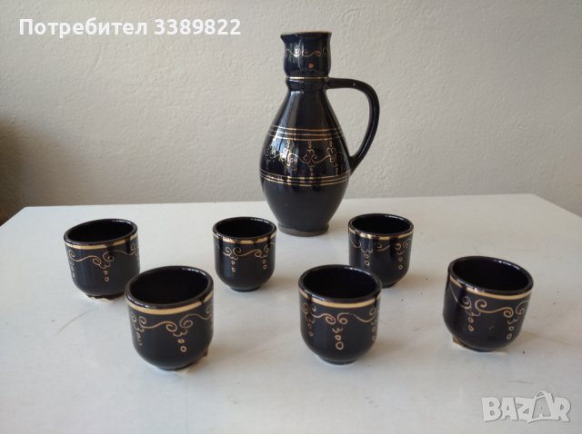 комплект битова керамична кана и чашки, снимка 1 - Аксесоари за кухня - 41690943