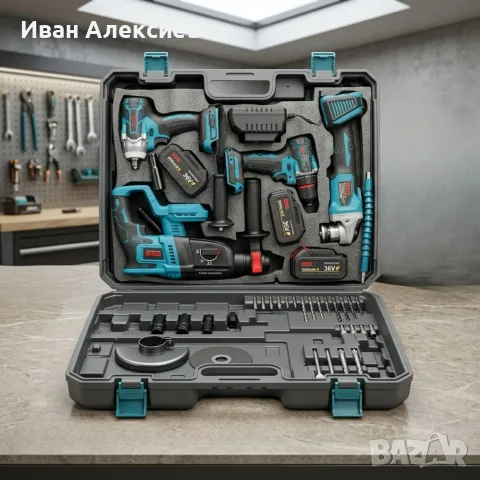 Комплект акумулаторни инструменти BOXER BX-187 – 4в1 + 3x5Ah батерии 