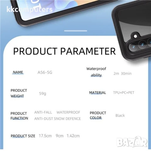 Samsung Galaxy A56 5G REDPEPPER Водоустойчив / Удароустойчив Калъф + Скрийн Протектор – Черен, IP68, снимка 11 - Калъфи, кейсове - 50797757