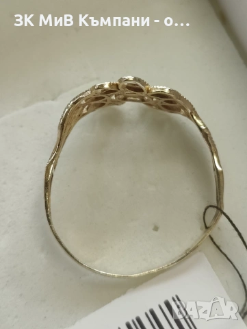 Златен дамски пръстен 1.76гр-14к, снимка 3 - Пръстени - 53235317