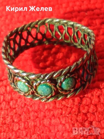 СТАРИНЕН ВЪЗРОЖДЕНСКИ ТЮРКОАЗЕН СРЕБЪРЕН ПРЪСТЕН РЪЧНА ФИЛИГРАННА ИЗРАБОТКА РЯДЪК 27300