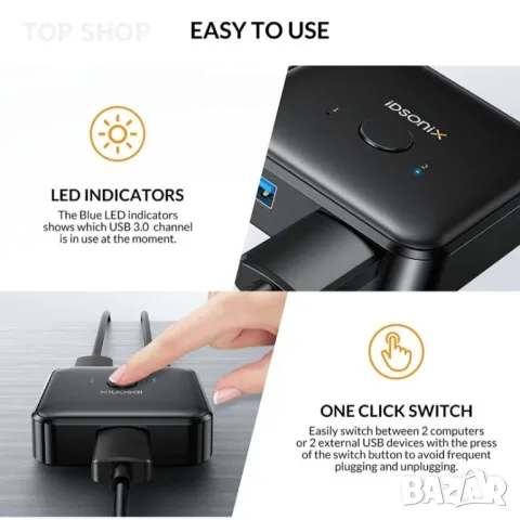 двупосочен USB превключвател, снимка 2 - Друга електроника - 48777063