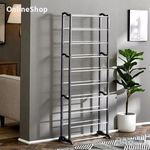 Рафт за обувки, 30 чифта, черен, 25x52x140см, пълен комплект, снимка 2 - Други стоки за дома - 53771515