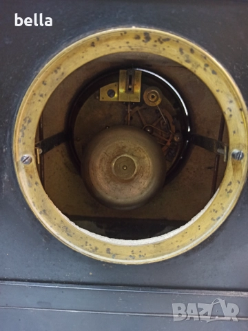 Антикварен  швейцарски каминен часовник-Grenchen-(~1900 г.) Масивен корпус от черен мрамор, снимка 8 - Антикварни и старинни предмети - 52176157