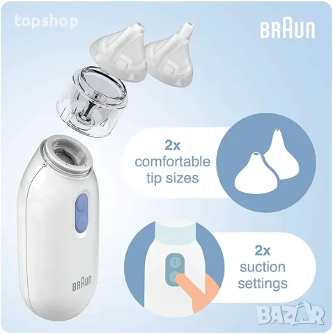 Нов Електрически Назален Аспиратор За Бебета и Деца Braun BNA100 , снимка 5 - Други - 55970970