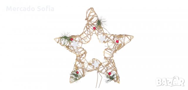 Коледна светеща звездна с борови плодове и 10 лампи , снимка 1 - Декорация за дома - 34778771