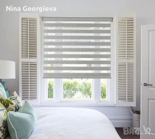 Щори ECD Ролетни, Текстилни, Двойни, Без пробиване, Включен монтажен материал, Бял,Сив ,Бежов, снимка 3 - Декорация за дома - 53868658