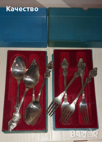 Комплект посребрени прибори , снимка 2 - Прибори за хранене, готвене и сервиране - 41085472