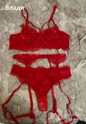 Нов червен сет дамско бельо от 3части, снимка 5 - Други - 53592015