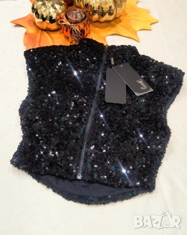 Дрехи Junona Юнона черен блестящ кроп топ бюстие Лачено яке сако палто кожен клин , снимка 2 - Корсети, бюстиета, топове - 52467434