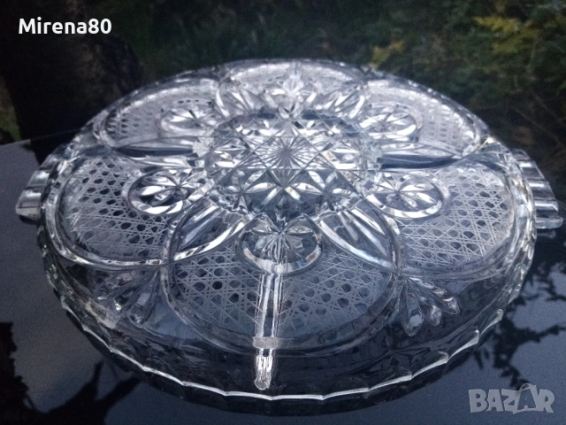 Българско кристално плато за разядки, снимка 4 - Чинии - 52166608