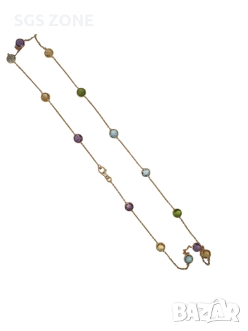 Сребърни колиета с топаз, аметист, перидот и цитрин, позлатени, снимка 3 - Колиета, медальони, синджири - 52277882