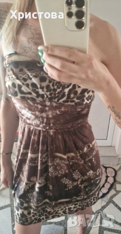Лятна рокля без презрамки от ликра в кафяво - 8,00лв., снимка 2 - Рокли - 25030748