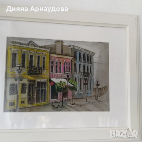 Улица в Стара Варна- акварел , снимка 5 - Картини - 39602538