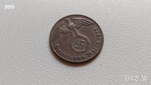 1 райхспфениг, 2 райхспфенига, 5 райхспфенига Германия - Трети Райх, снимка 3 - Нумизматика и бонистика - 48276942