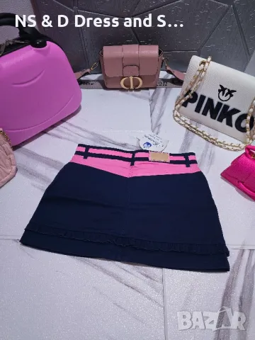 Дамска къса пола в тъмно синьо и розово, снимка 4 - Поли - 38160687