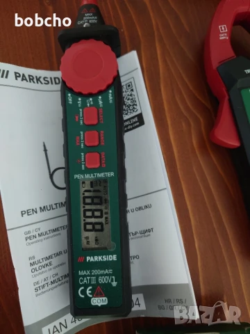 Измервателни уреди: амперклещи и писалка Parkside, снимка 6 - Други инструменти - 50589205