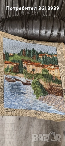 гоблен крайбрежен пейзаж 48/38, снимка 2 - Гоблени - 52107790