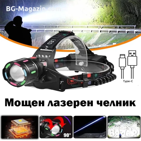 Мощен далекобоен акумулаторен LED челник за глава с лазерен диод риболов каска преходи PM10-TG