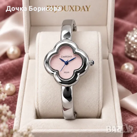 Дамски часовник Flower Silver Pink