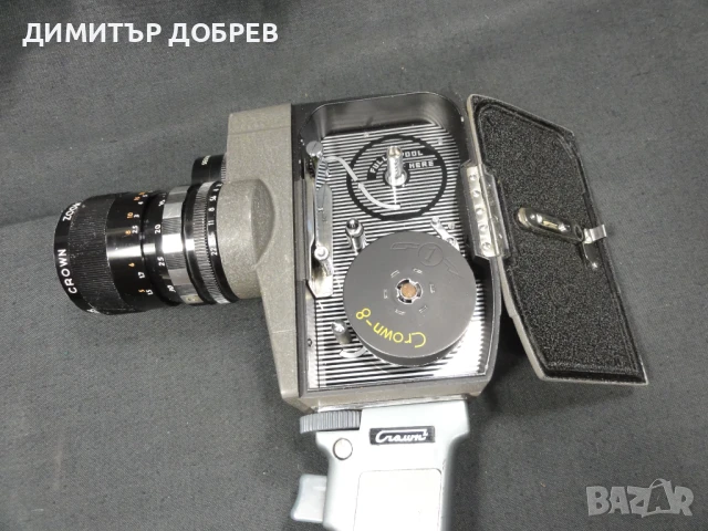 СТАРА РЕТРО 8мм МЕХАНИЧНА ФИЛМОВА КАМЕРА CROWN 8 ZOOM JAPAN, снимка 7 - Антикварни и старинни предмети - 50941423