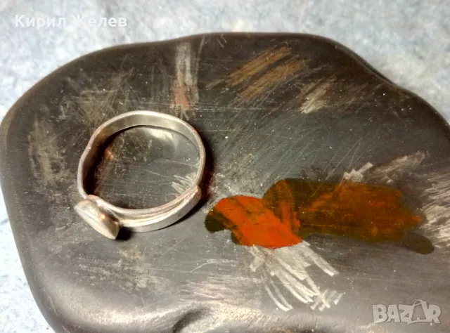 СТАР СТИЛЕН СКЪПОЦЕНЕН СРЕБЪРЕН ПРЪСТЕН СРЕБРО ВИСОКА ПРОБА с ШЛИФОВАН БЯЛ АХАТ РЪЧНА РАБОТА 49246, снимка 4 - Антикварни и старинни предмети - 48987205