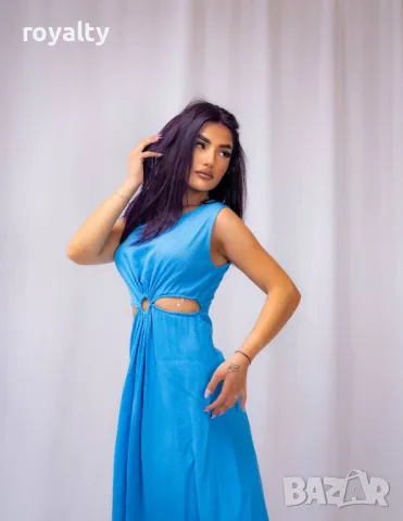 Елегантна синя дамска рокля, снимка 2 - Рокли - 50375349