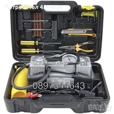 Компресор за гуми с комплект инструменти, снимка 2 - Компресори - 50955118