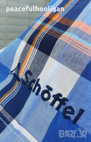 SCHÖFFEL Mens Blue Check Short Sleeve Outdoor Shirt -мъжка памучна риза за туризъм размер L, снимка 5 - Ризи - 50411026