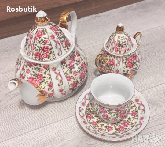 Френски порцеланов сервиз Limoges ръчно рисуван , снимка 2 - Сервизи - 53415849