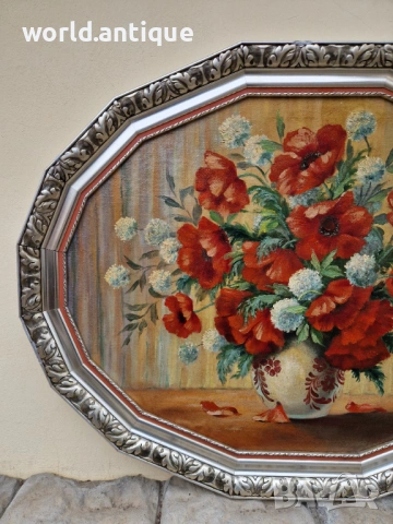 Уникална майсторска антикварна авторска картина масло върху платно , снимка 7 - Картини - 53210270